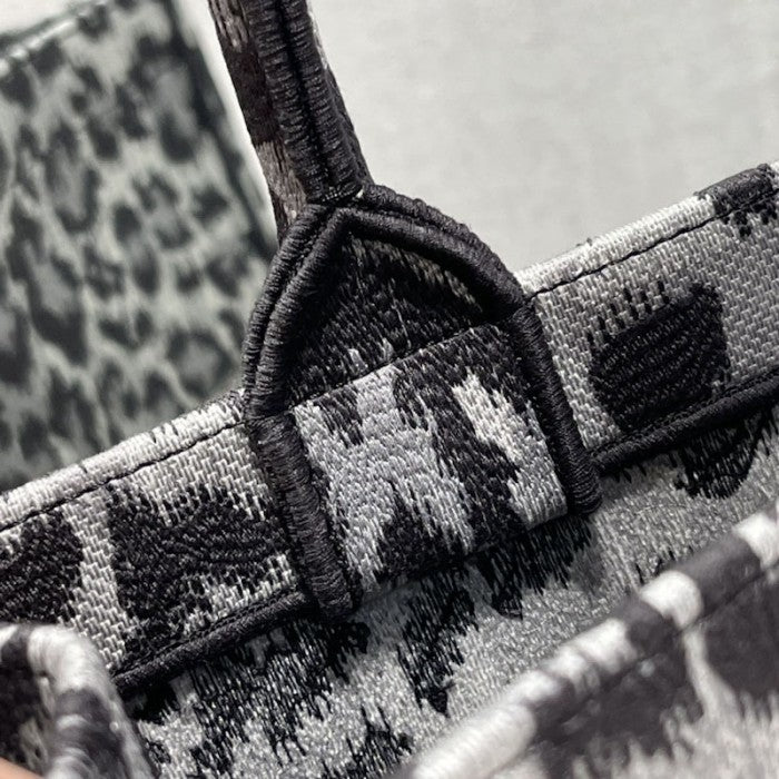 Dior Book Tote Gray Leopard Mizza Embroidery