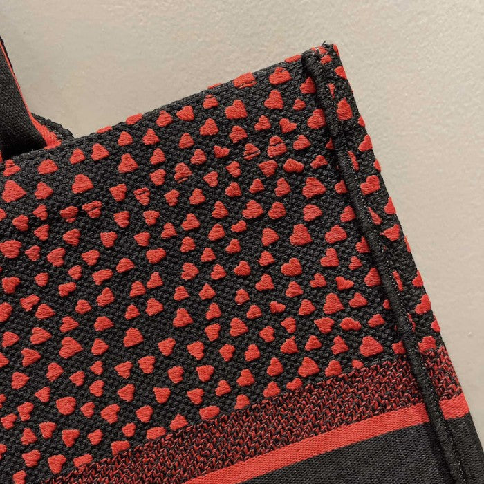 Dior Large Dior Book Tote I Love Paris and Red Hearts Embroidery