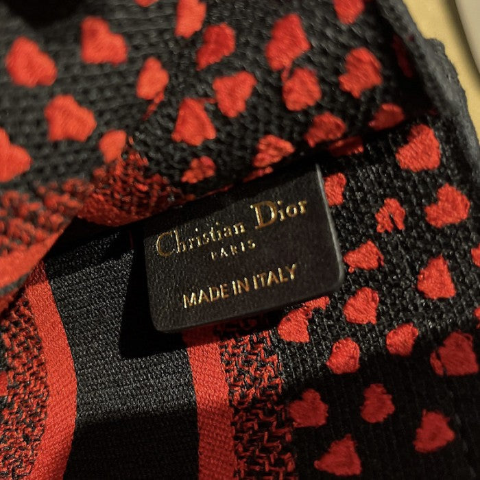 Dior Mini Dior Book Tote I Love Paris and Red Hearts Embroidery