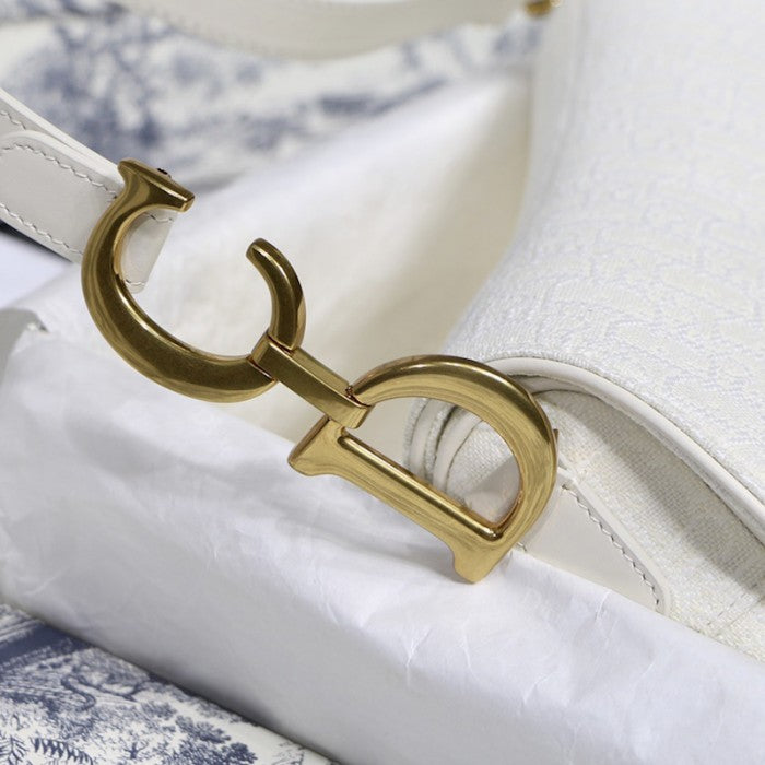 Dior Oblique Saddle Bag White