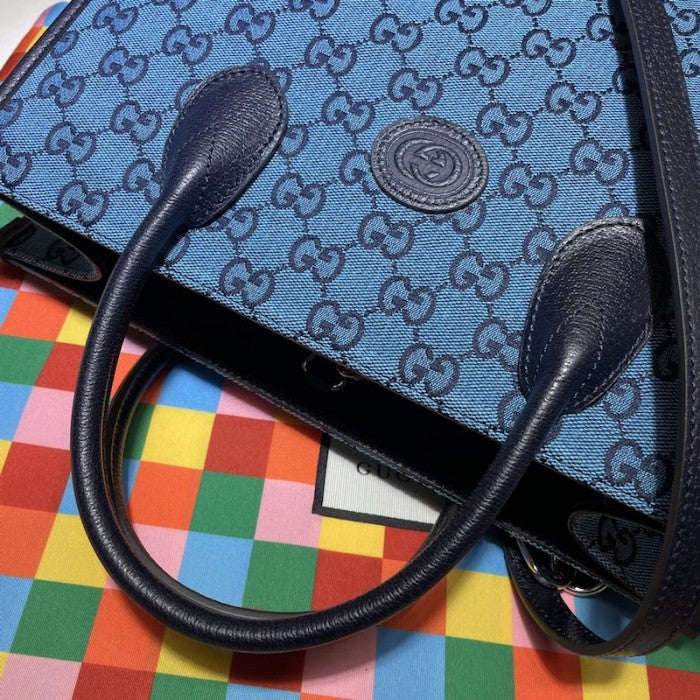 Gucci GG Multicolour small tote bag blue 659983