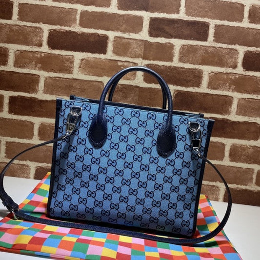 Gucci GG Multicolour small tote bag blue 659983